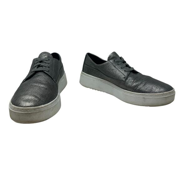 Eileen Fisher Prop Platform Sneakers Low‎ Top Metallic Silver Gunmetal Size US 8 - Picture 2 of 14